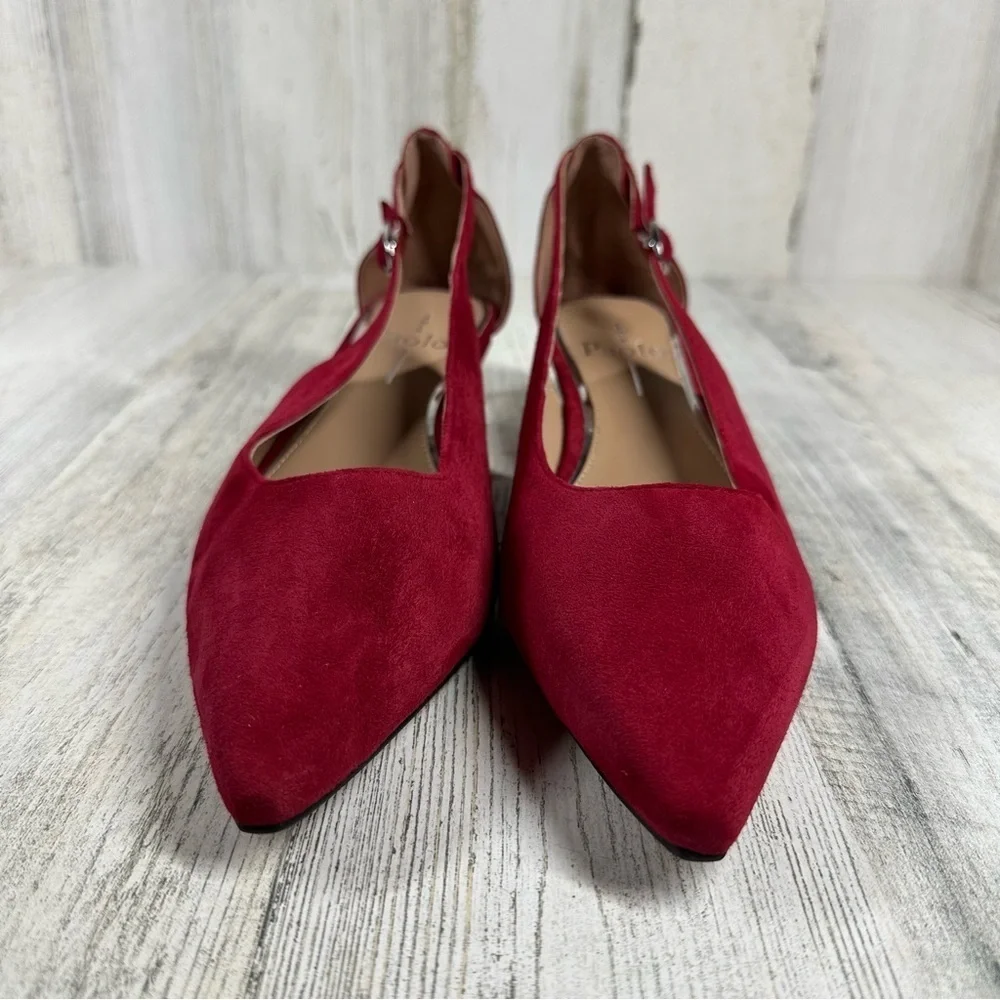 New Linea Paolo Velia Low Wedge Pump Red Suede‎ #157